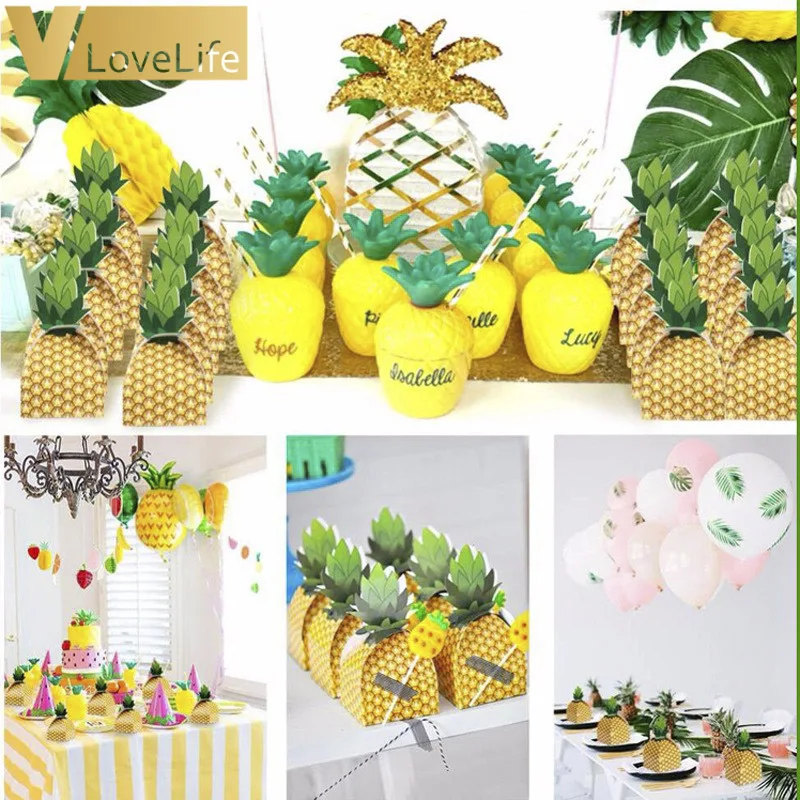 6 шт. бумажные коробки с ананасами для конфет | Дом и сад