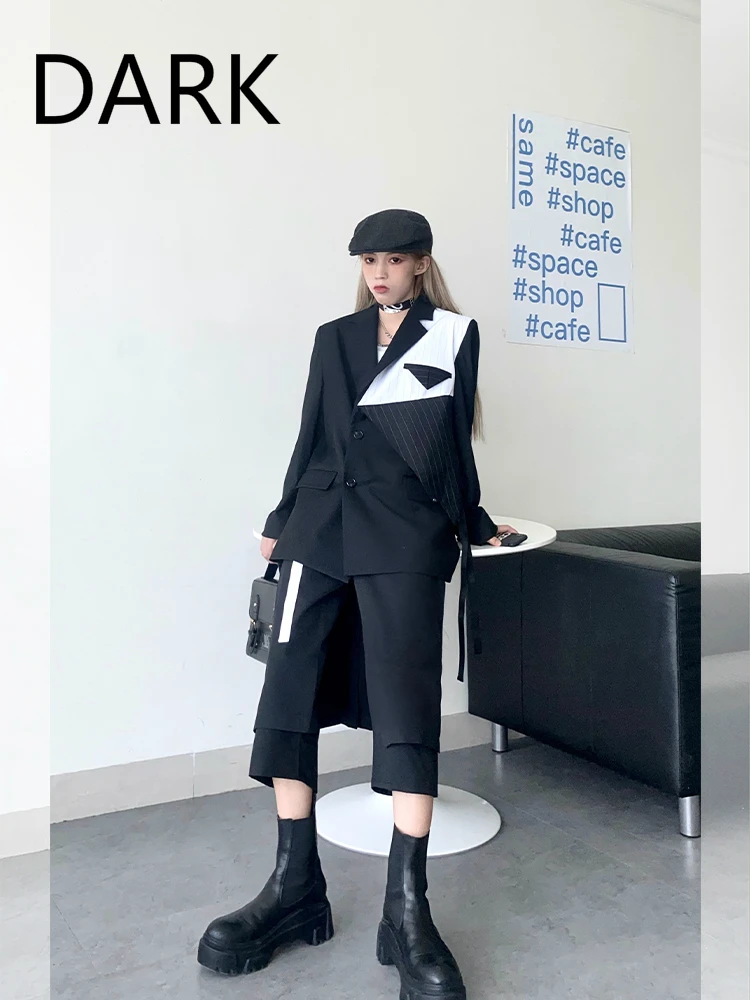 Темно темный модный костюм куртка женская 2020 Ранняя осень новый свободный сшитый