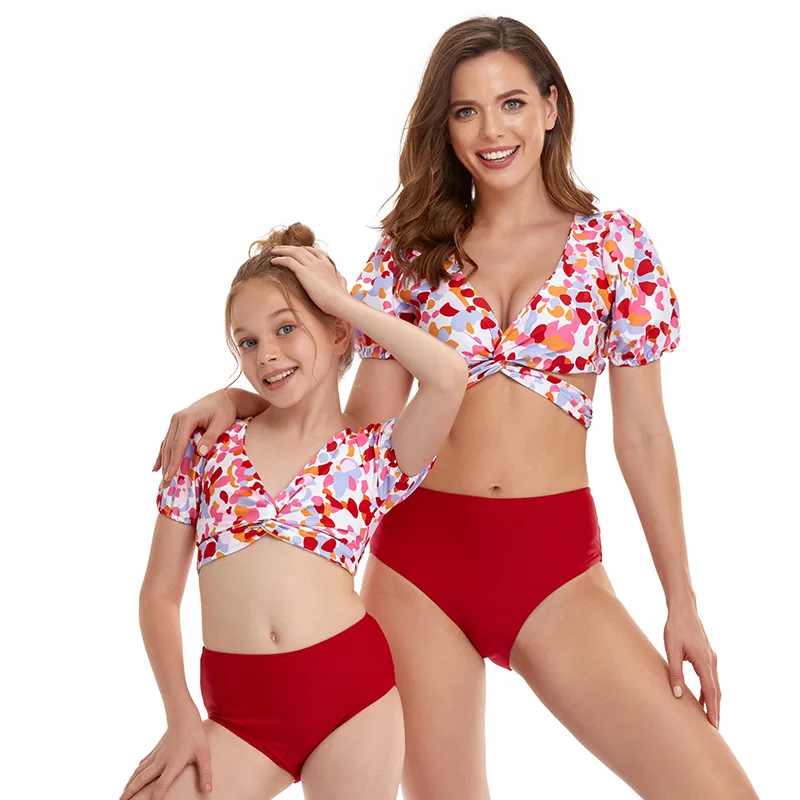 

Women Sexy Body Set Swimsuit Kids Two Piece Swimsuit Plus Size Bikini Set Beach Wear Swimming Suit Mom and Daughter Swimwear