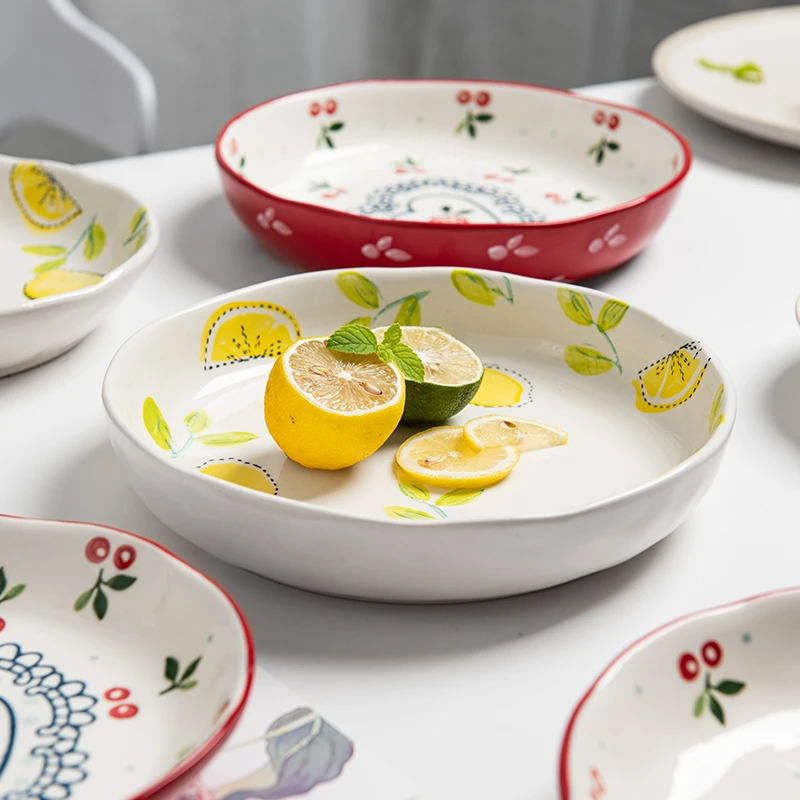 Японская свежая посуда вишневая керамическая тарелка креативный домашний декор