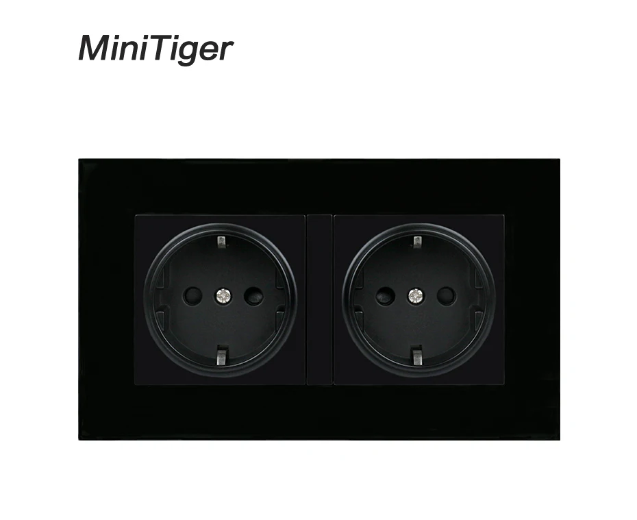 Minitiger Высокое качество золото пластик настенная мощность двойная розетка заземленная, 16А стандарт ЕС Электрический двойной выход 146 мм* 86 мм