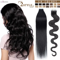 s noilite 18 22 2 5gpc remy tape in human hair extension wavystraight hair seamless invisible remy adhesive extension blonde