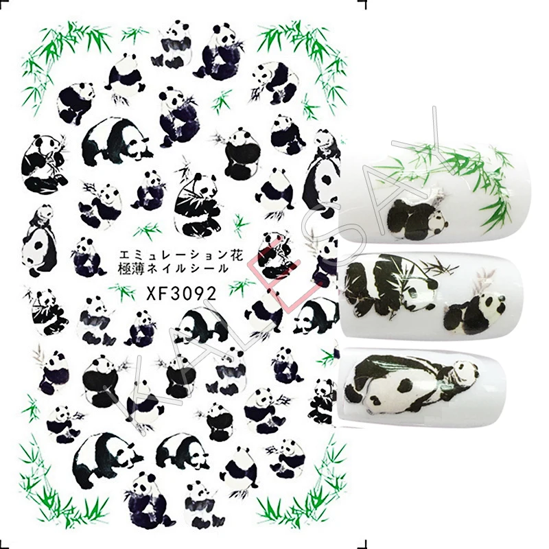 Наклейки для дизайна ногтей украшения дизайн маникюра наклейки в виде панды клей