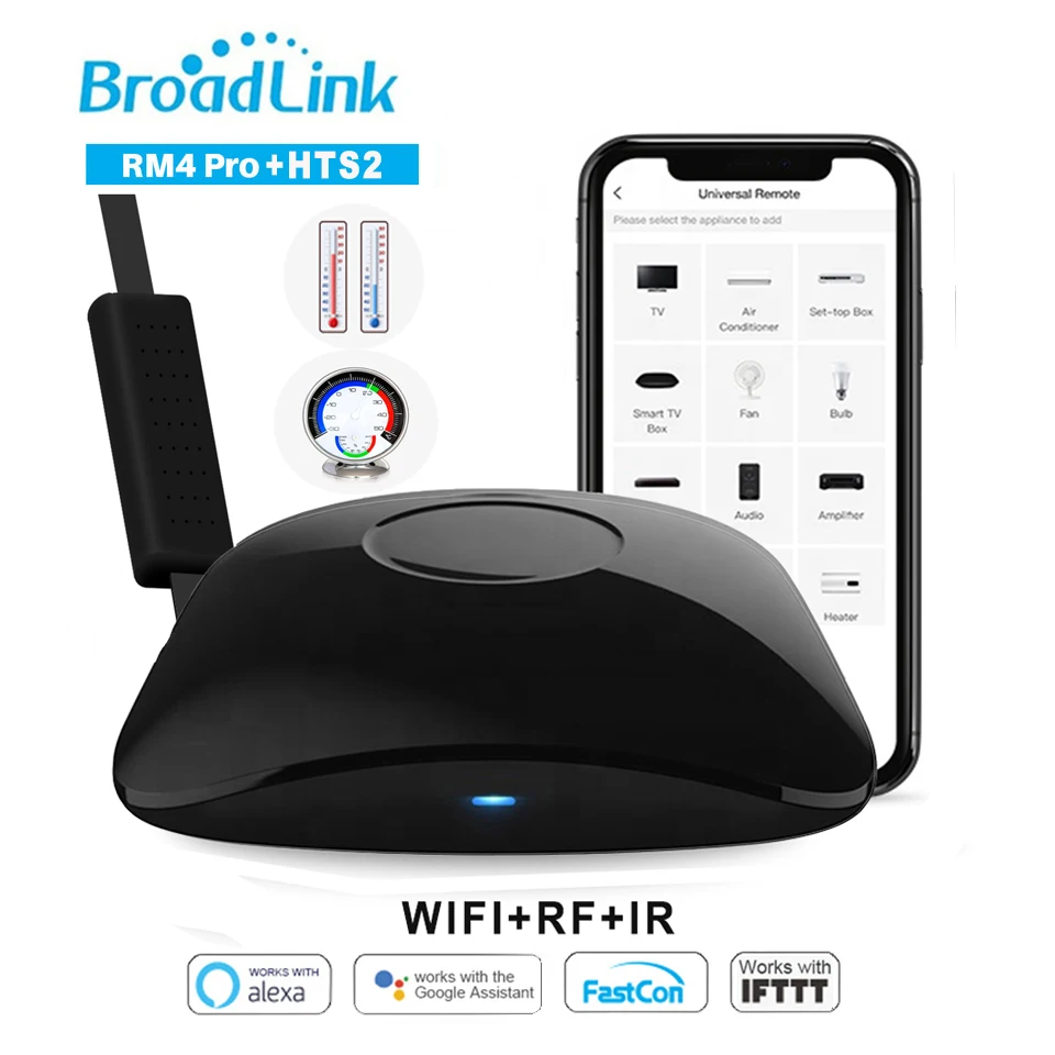 

2021 Broadlink RM4 Pro Wifi IR RF умный универсальный пульт дистанционного управления совместимый с HTS2 датчик температуры и влажности домашняя Автоматиз...