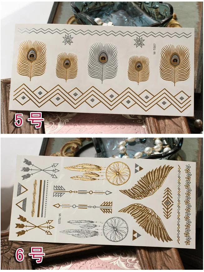 Новый боди арт поддельные ожерелья браслеты Временные татуировки металлические