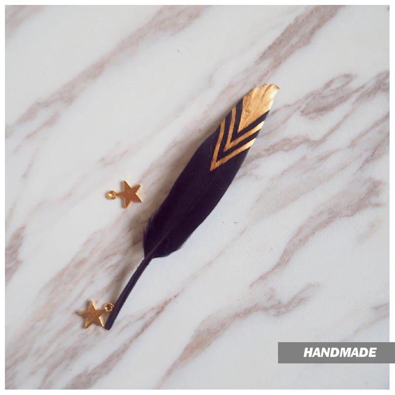 5 шт. бронзовые полосы перья для поделок украшение в виде павлина золотые гусиные