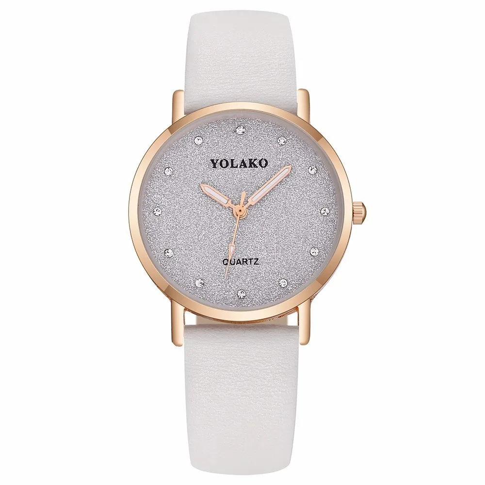Women Romantic Starry Sky Wrist Watch Casual Luxury Leather Rhinestone Quartz Watches YOLAKO Clock watches women wris | Наручные часы
