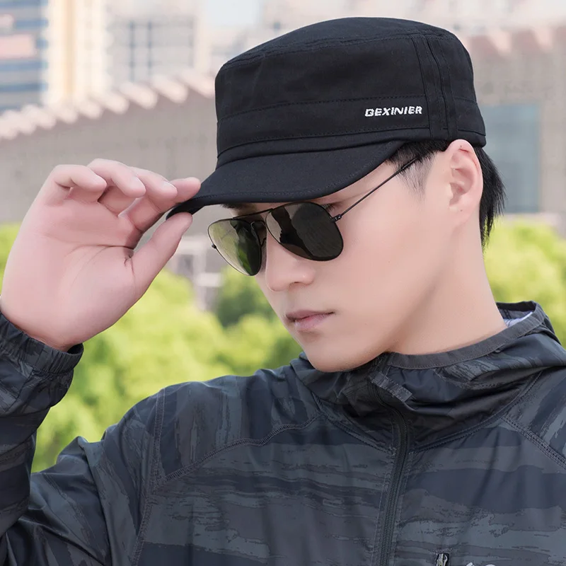 

Hat Men's fashion Handsome Armored Cap Casual Flat Top HatsOutdoor Breathable Female Riding Sunshade Duck Cap Spring Time Tide