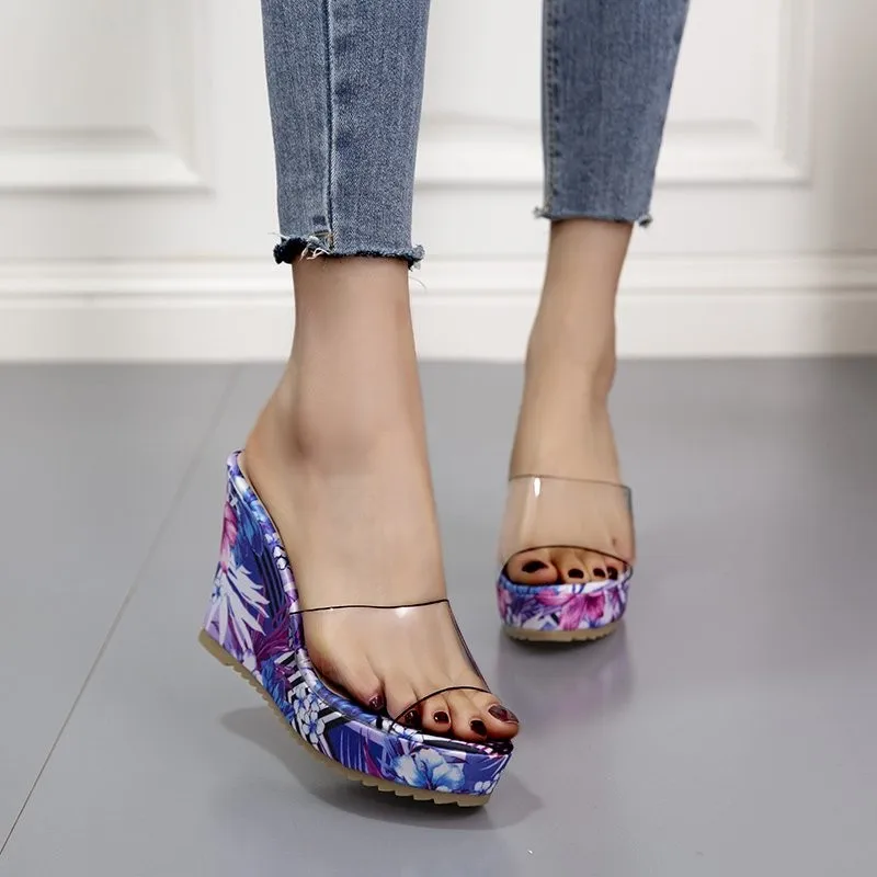 

2021 New Thick Bottom Sponge Cake Slope with Fish Mouth Waterproof Platform Women's Sandals and Slippers Ladies Fashion 35-40
