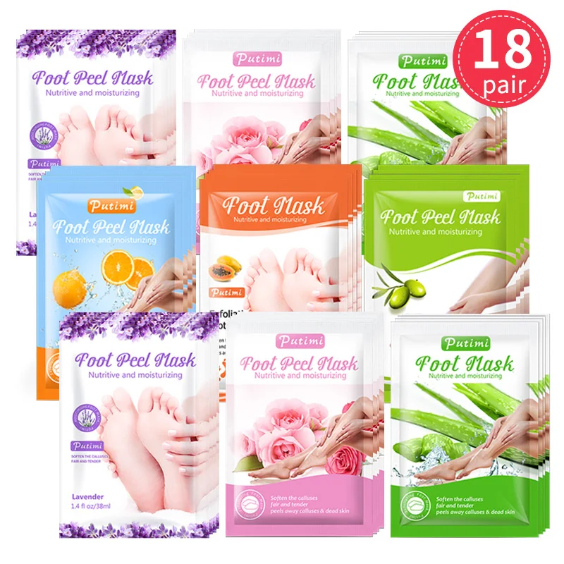 

18Pack Exfoliating Foot Mask Peeling Heels Whitening Foot Mask for Legs Exfoliation Mask Spa Pedicure Socks Remove Dead Skin