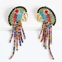 colorful crystal birds fringed earrings parrot earings bohemia animal drop dangle cute earrings for women wedding jewelry gift