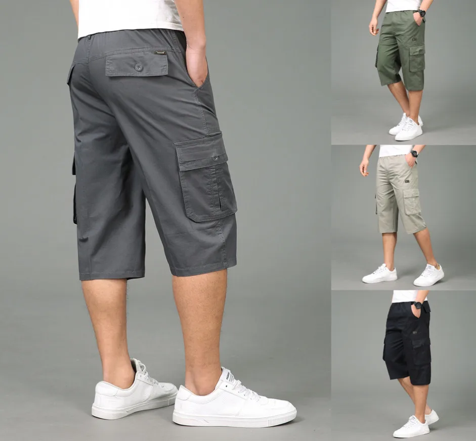 Шорты карго мужские свободные Летние повседневные короткие штаны с эластичным