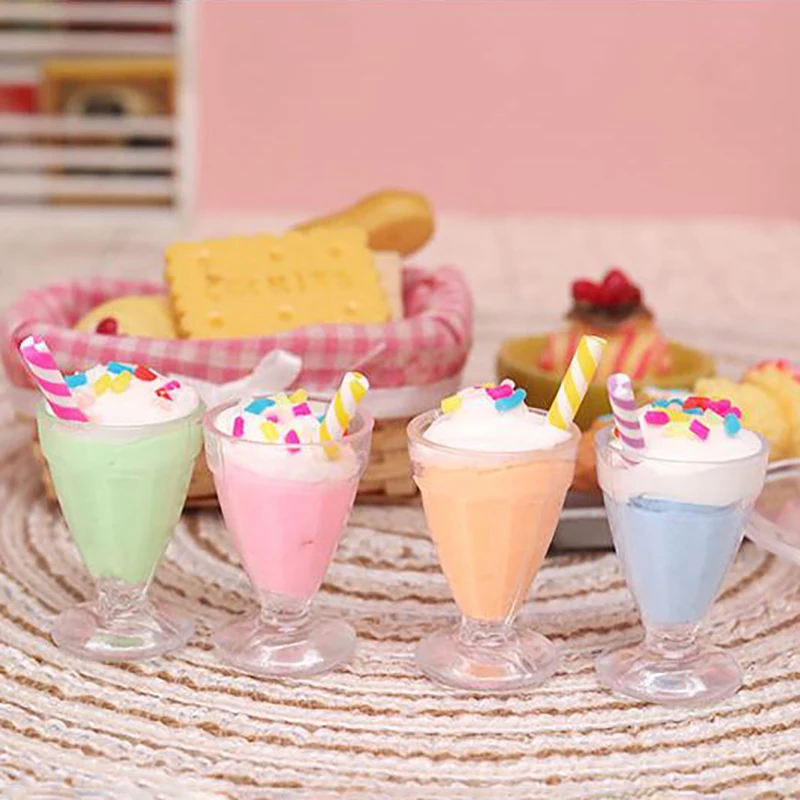 

1Pc Mini Drink Ice Cream Cups Model Pretend Play Mini Food Doll Accessories Fit Play House Toy Dollhouse Miniature