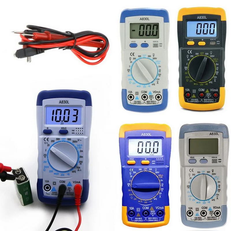 Портативный цифровой мультиметр с подсветкой AC/DC Амперметр Вольтметр Ом метр