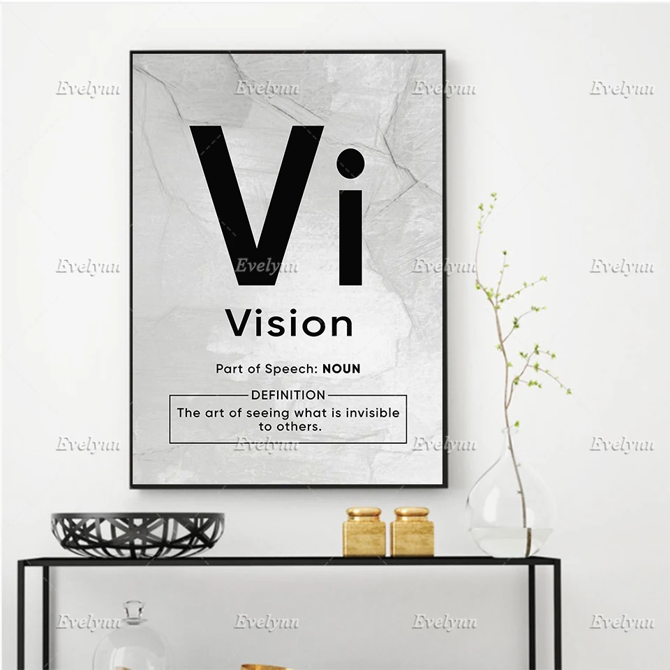 

VI - Vision - Inspirational Quotes Oil Painting Posters And Print On Canvas Motivational Wall Art Pictures Office Floating Frame