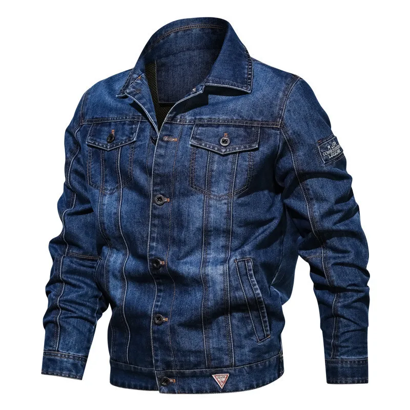 

AIOPESON 2020 Autumn and Winter New Men's Jacket Fashion Casual Denim Jacket Lapel Embroidery Jacket Men