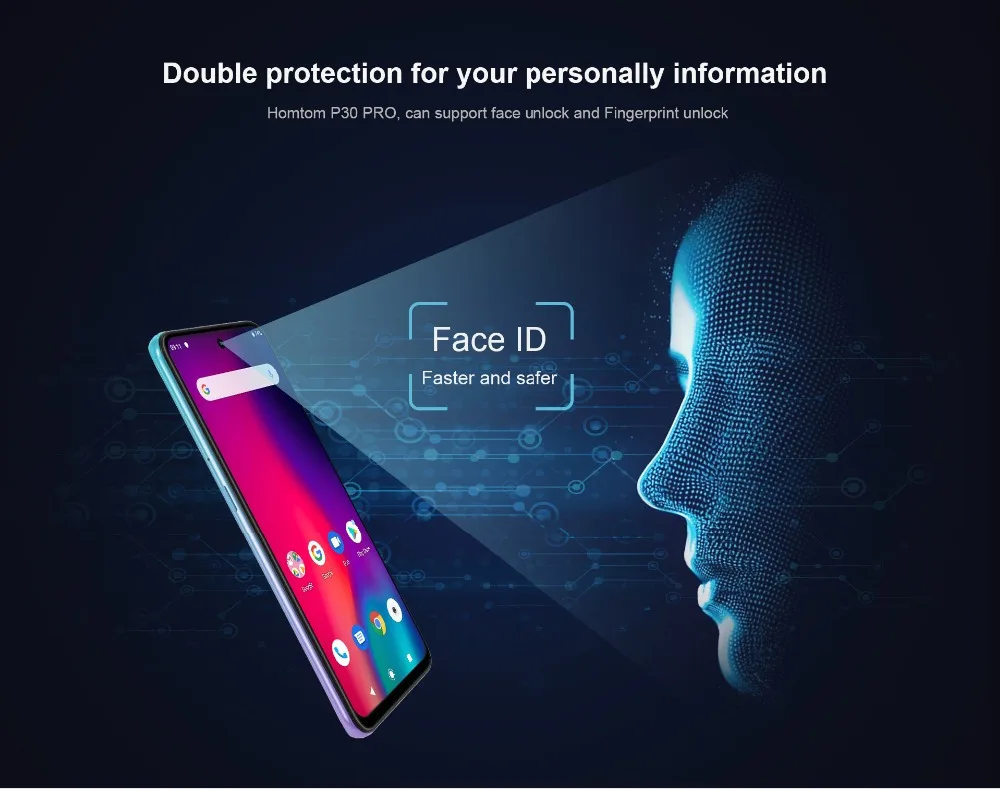 HOMTOM P30 Pro, 4 Гб ОЗУ, 64 Гб ПЗУ, Восьмиядерный мобильный телефон, 6,41 дюймов, полный дисплей, 13 МП, задняя камера, смартфон, отпечаток пальца