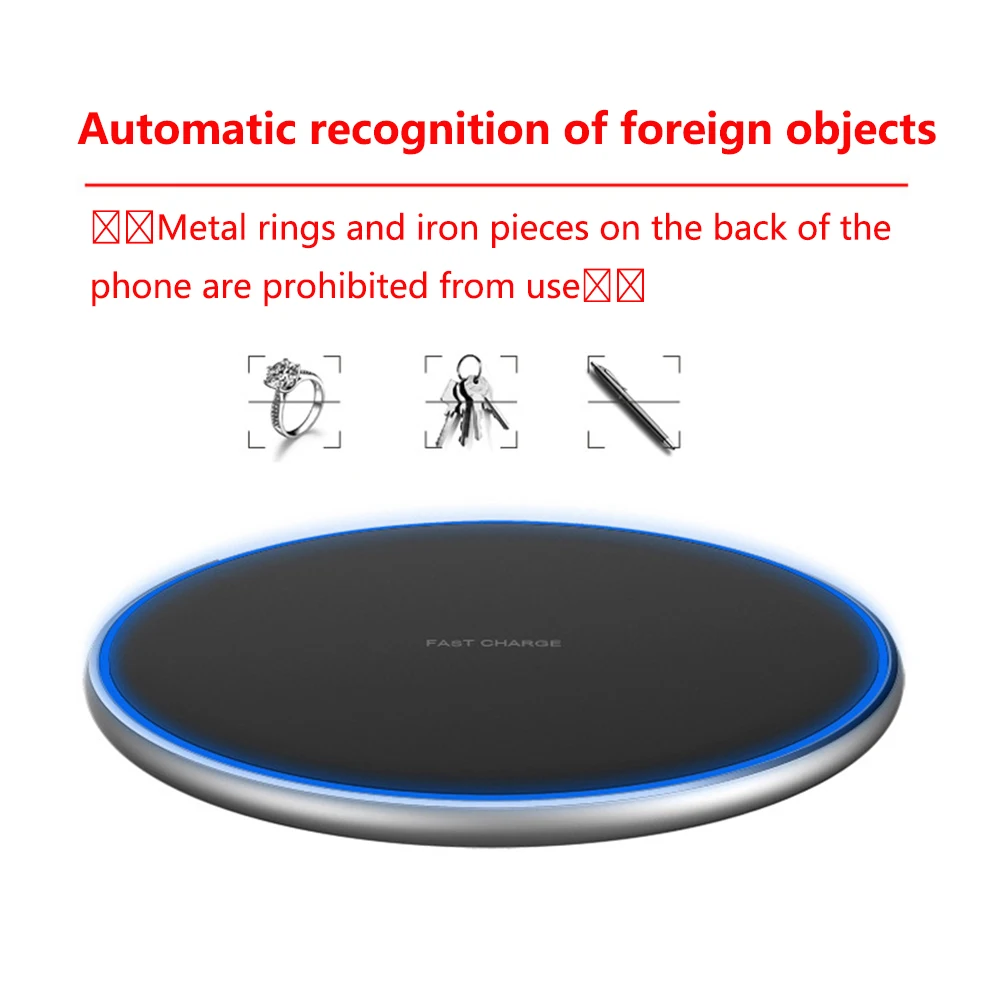 

10W Qi Wireless Charger Pad For iPhone X/XS Max XR 8 Plus Mirror Wireless Charging Pad For Samsung S9 S10+ Note 9 8