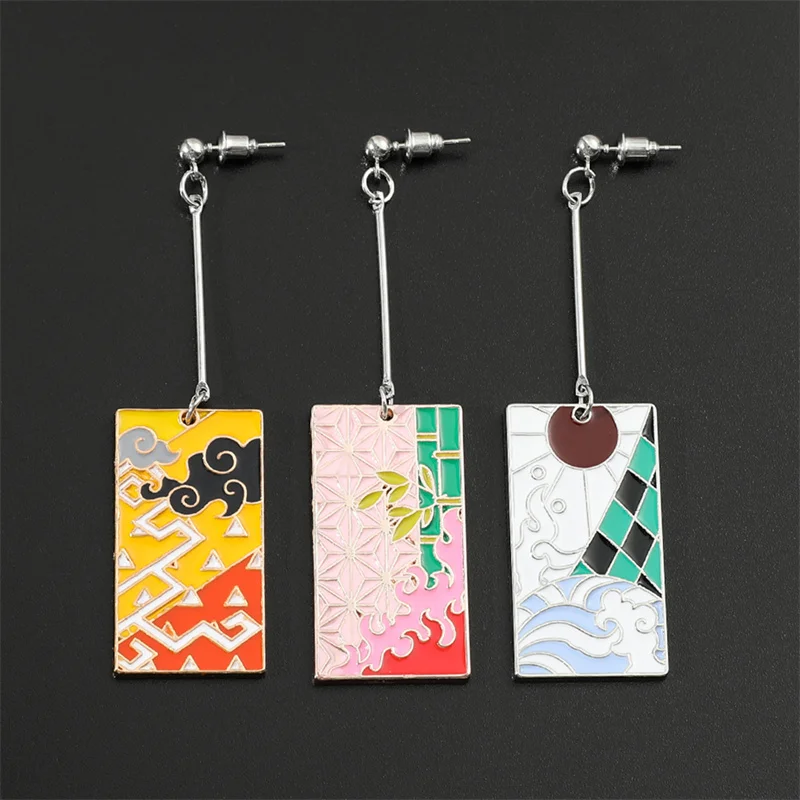 Серьги-убийцы демонов из японского аниме клипсы для ушей косплей Kimetsu no Yaiba Kamado