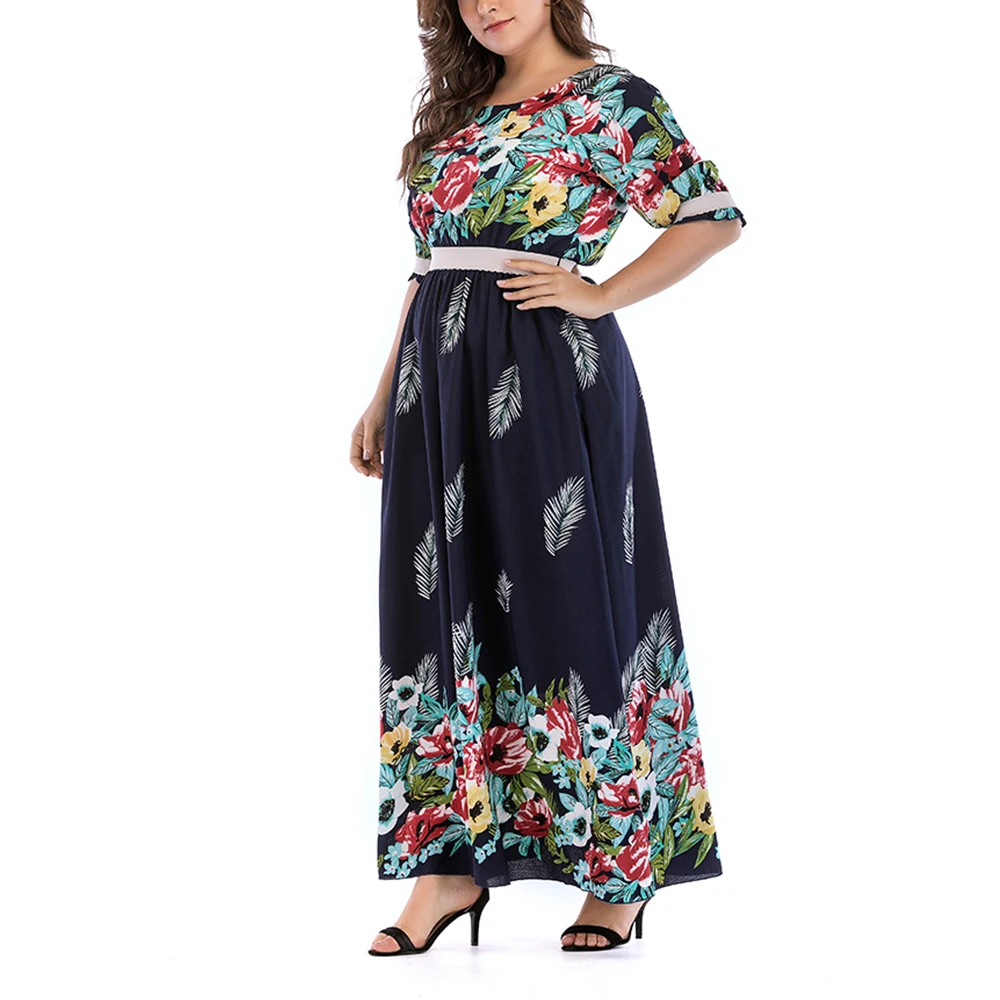 Женское шифоновое макси платье большого размера винтажные платья с цветочным