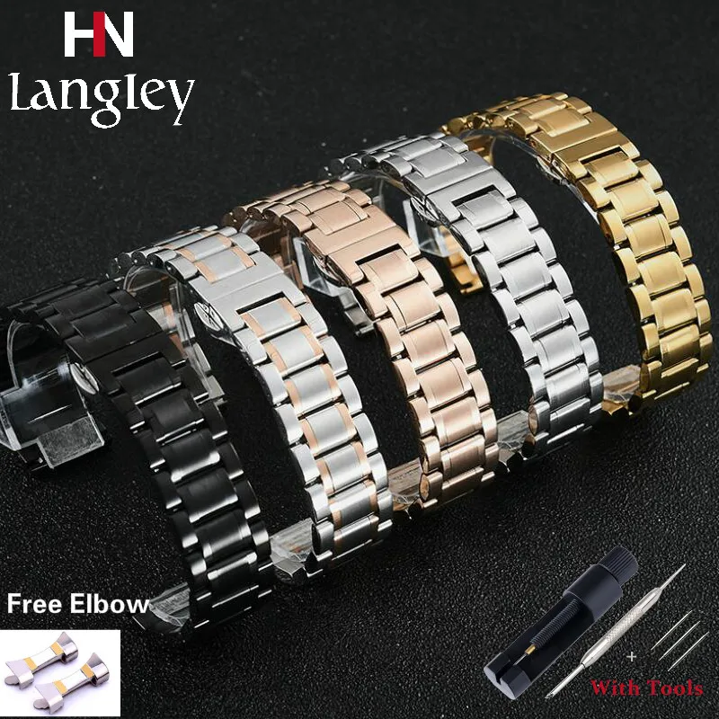 Ремешок из нержавеющей стали для наручных часов однотонный браслет с пряжкой