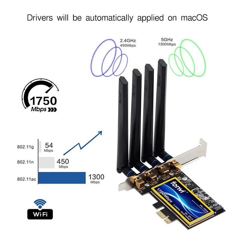 Двухдиапазонный 802.11ac Desktop PCIe Wifi Bluetooth 4 0 BCM94360 для MacOS Hackintosh Windows11 | Компьютеры и офис