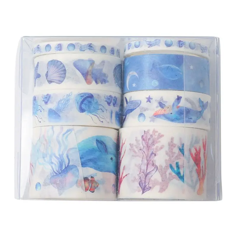 

Sharkbang 8pcs/lot Ocean Dolphin Unicorn Scrapbooking Washi Adhesive Tape Planner Decorative DIY Tape Sticker Kawaii Stationery