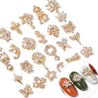 1 piece of high quality luxury zircon crystal diamond nail alloy gold nail art decoration fashion chain tassel jewelry