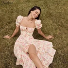 Женское платье-миди Nibber Y2k, с цветочным принтом, с разрезом по бокам