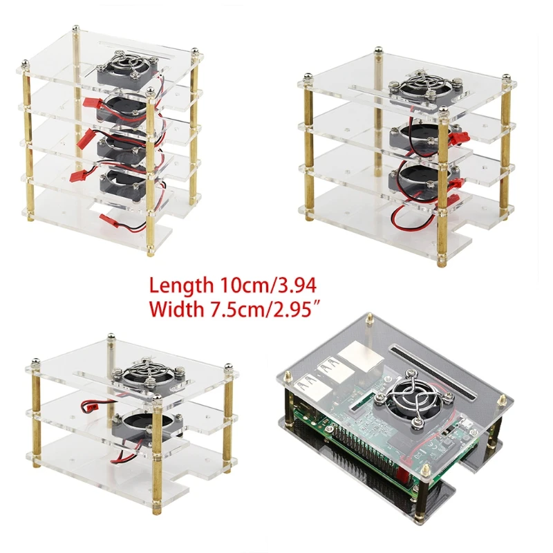

Raspberry Pi Rack Case with Raspberry Pi Heatsinks Stackable Case Stack Enclosure for Raspberry Pi 4/3/2 Model B