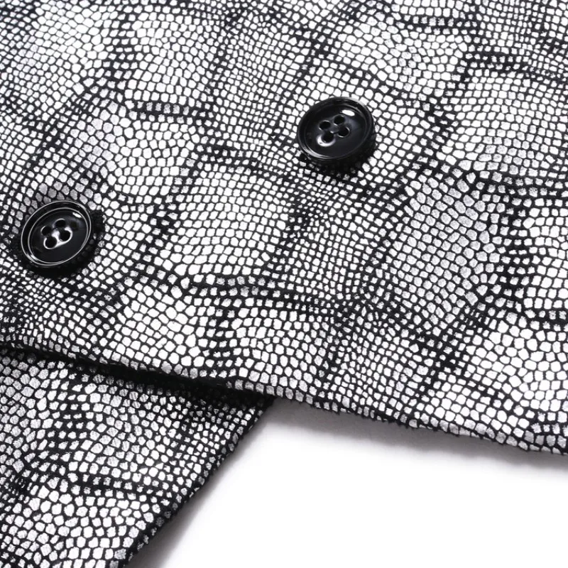 Модный мужской облегающий жилет с золотым и серебряным принтом деловой