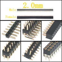 140p2x40p 2 0mm pitch singledouble row femalemale smd straightcurved needle round hole pin header copper foot gold plated