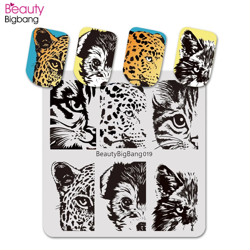 BeautyBigBang 6*6 см 1 шт. штамповка для ногтей Кот тигр Леопардовый глаз изображение