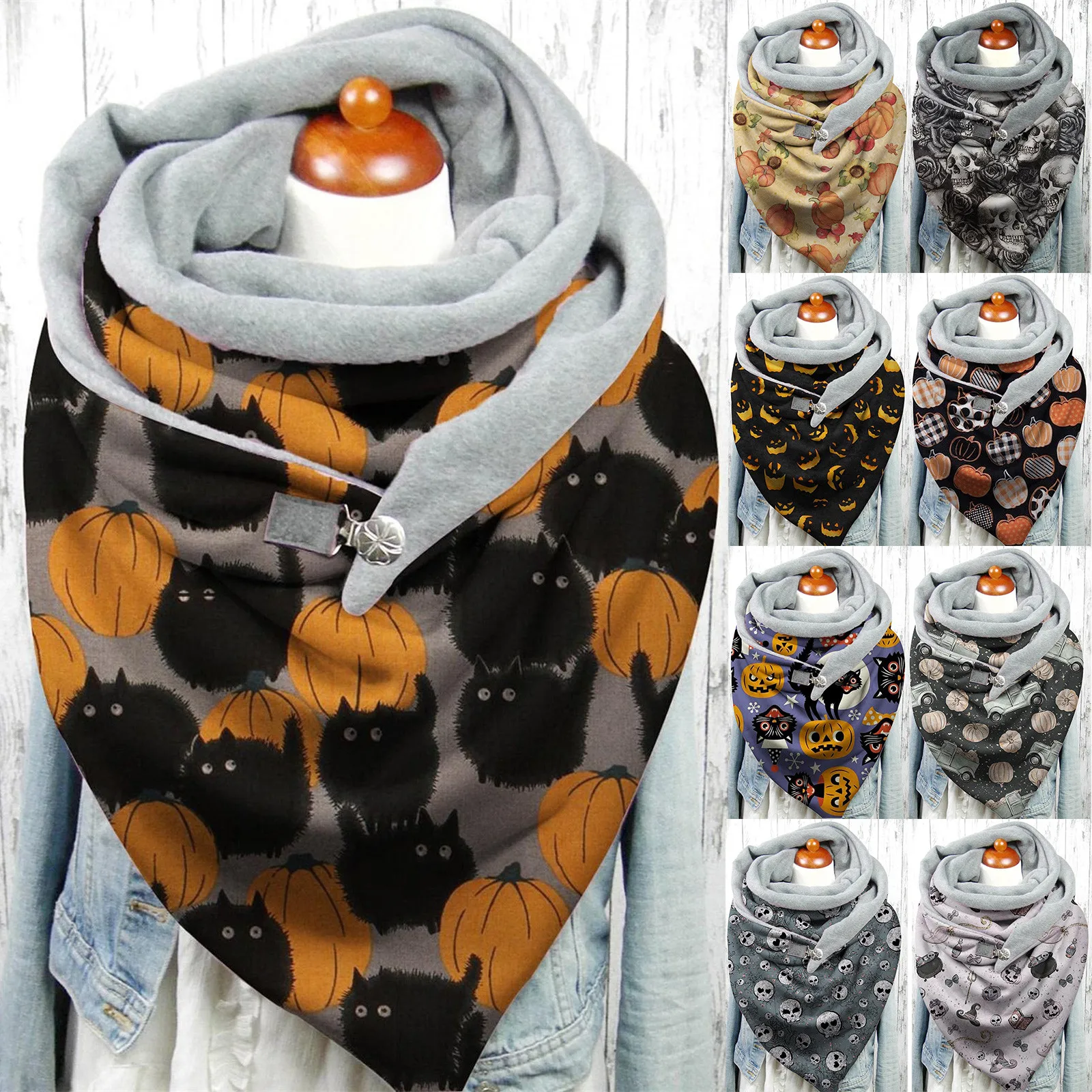 

Осенне-зимний стильный Шарф для женщин, теплые, уютные, легкие, с принтом тыквы, одеяло, шарфы, накидки, шали, дизайнерский Шарф, Женский