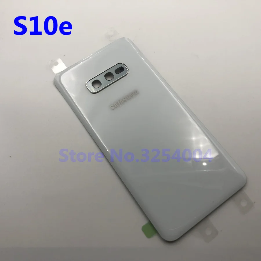 Запасное стекло для samsung Galaxy S10 S10e S10 Plus S10+ крышка для батареи задняя дверь корпус чехол для камеры стеклянная рамка для объектива - Цвет: S10e white
