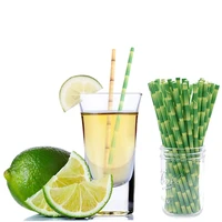 25pcs green brown bamboo pattern paper straws juice cocktail drinking straw for wedding birthday bar pub summer party supplies