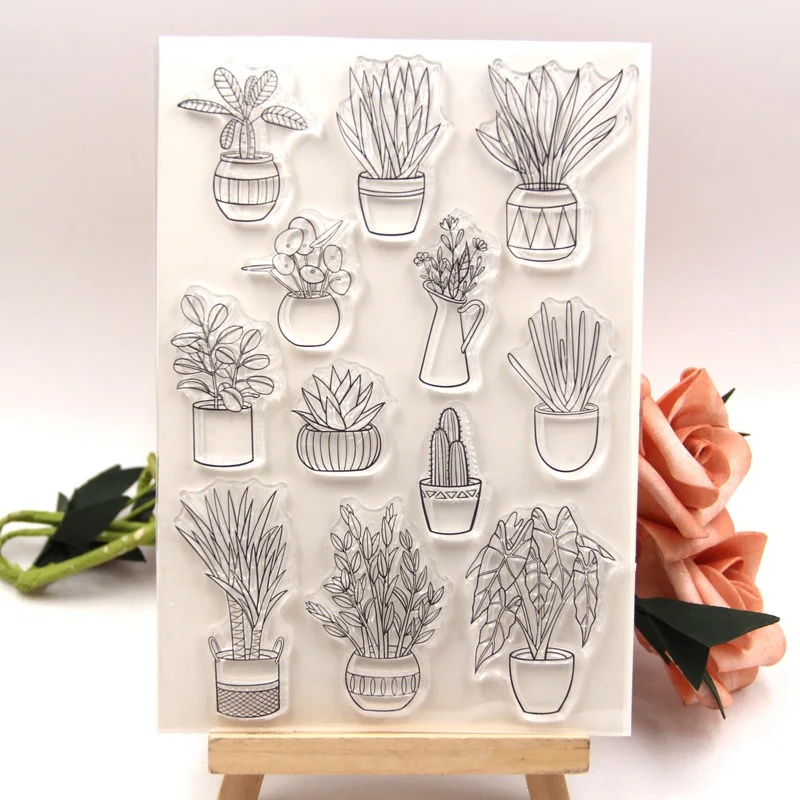 

KLJUYP Pot Plant Botanical Clear Stamps Scrapbook Paper Craft Clear stamp scrapbooking