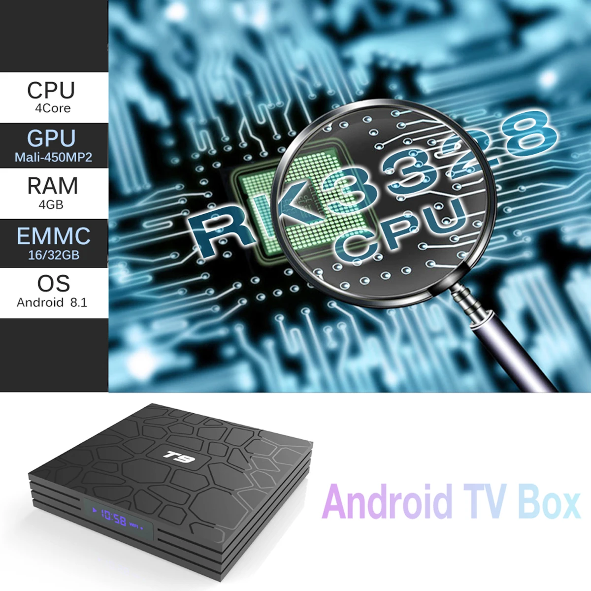T9 ТВ бокс новейший 4K Android 8 1 RK3328 Четырехъядерный 4 ГБ ОЗУ 32 Гб ПЗУ Smart tv Box Netflix