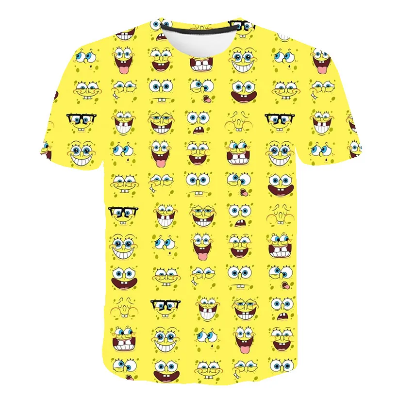 

New 3D Sponge Kids T Shirt Print Boys and Girls Funny Clothes Children 2021 Summer Tops Hot Cartoon Kids Clothes Baby T Shirts