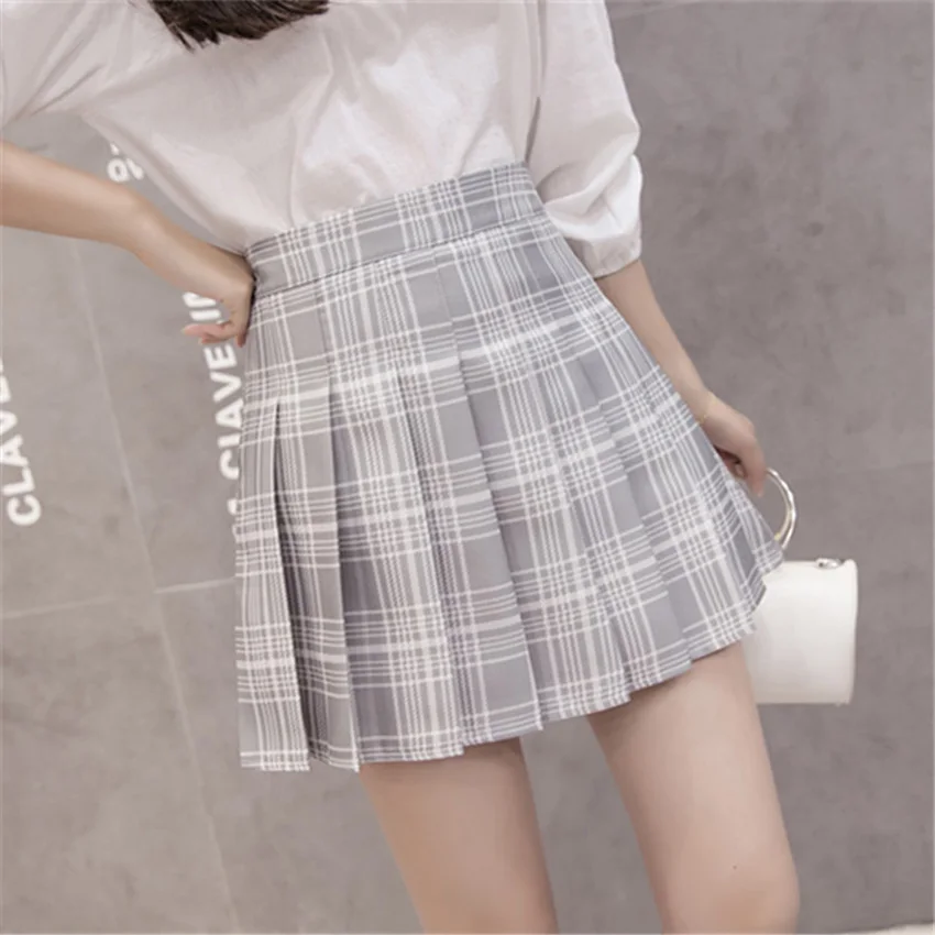 6Colors Korea Japanese Girls Pleated Skirts Student School Uniform Hight Waist A-Line Plaid Skirt Sexy JK Uniforms for Woman - Цвет: Color8