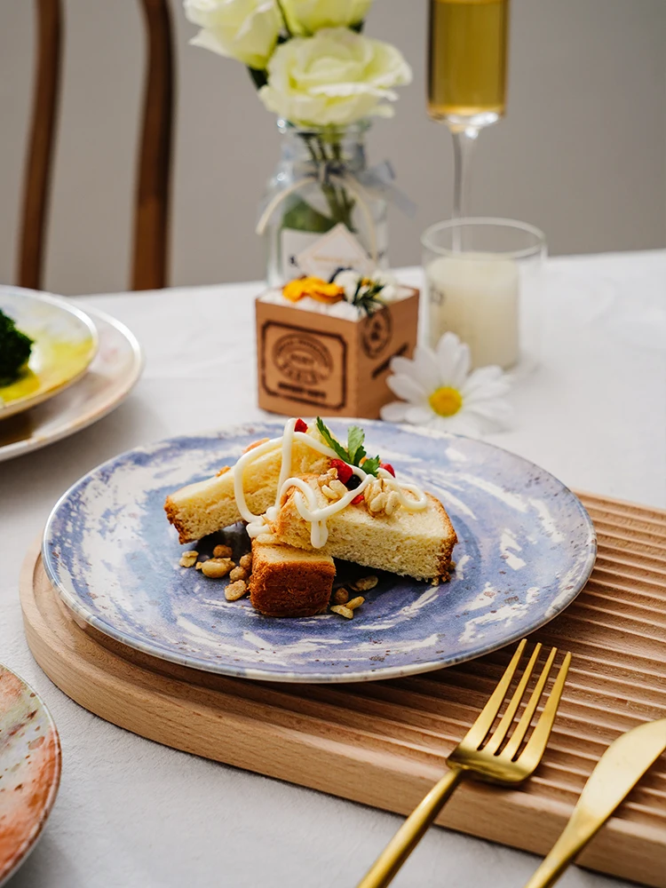 

Nordic wind starry sky plate home dining plate creative fruit plate creative ceramic western food plate