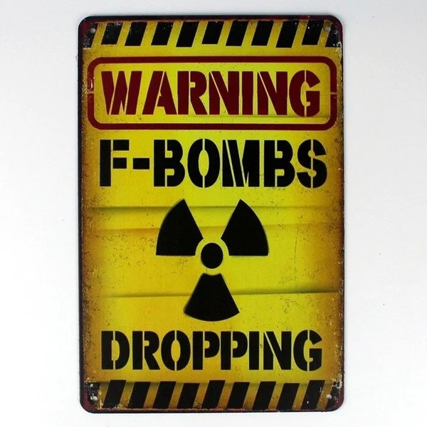 

Fashion Print Metal Tin Sign Warning Bombs Dropping Decor Bar Pub Home Vintage Retro