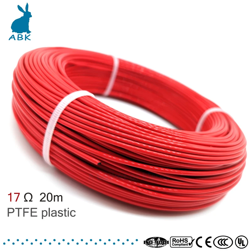 20 метров 17 Ом 24k PTFE огнестойкий углеволоконный нагревательный кабель провод DIY