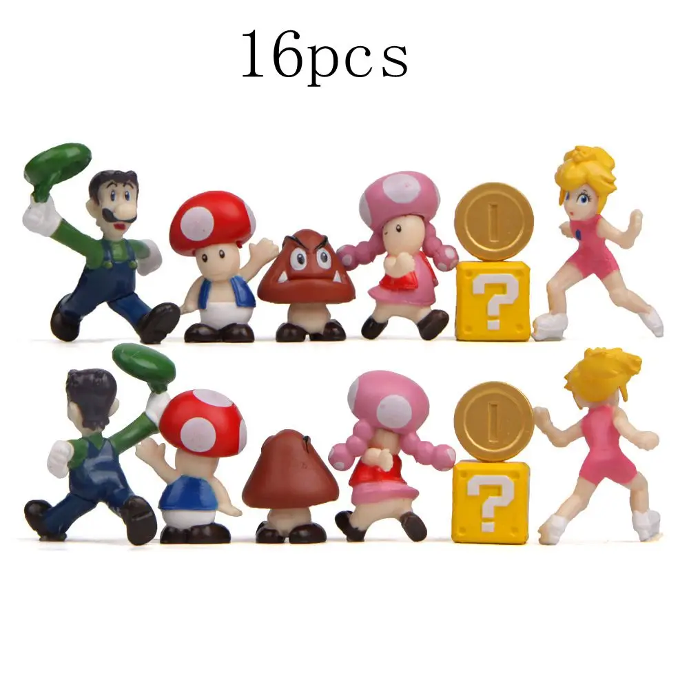 16pcs 32 шт./компл. мини 2-6 см Супер Марио фигурка Bros Коллекционная модель фигурка принцесса гриб детский подарок - Цвет: 16pcs