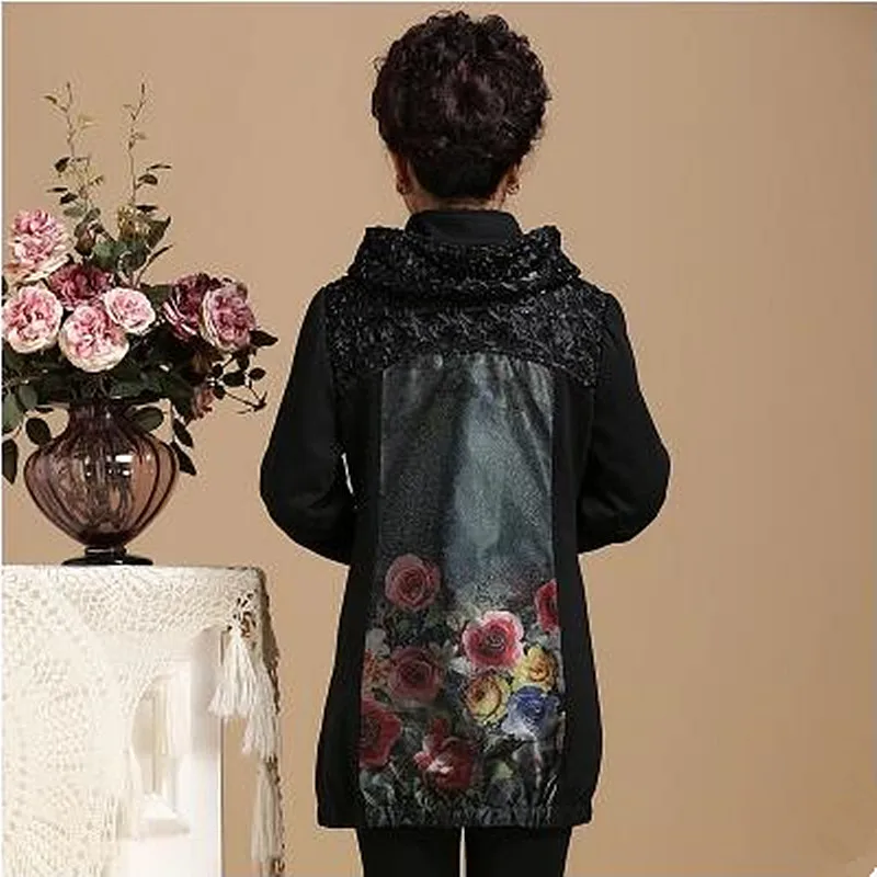 Женское длинное кружевное пальто толстая ветровка большого размера XL-5XL куртка