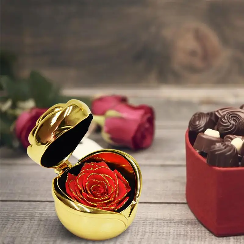 

Artificial Flower Alloy Decorative Artificial Rose Flower Fake Flower Ring Box