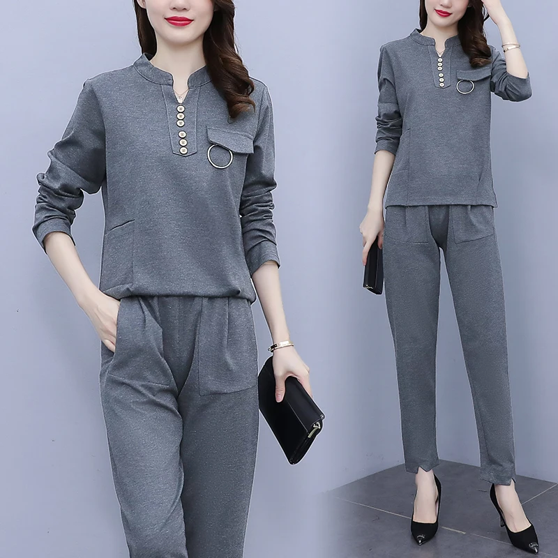 

Large Size 2 Piece Set Top And Pants Casual Suit Women's Tracksuits Coustume Femme Ensemble Femme Survetement Hoodies+pants