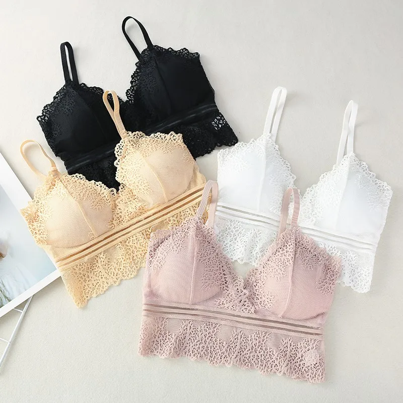 

Summer Lace Tube Top With Chest Pad Women Push Up Bra Beauty Back Lace Top Underwear