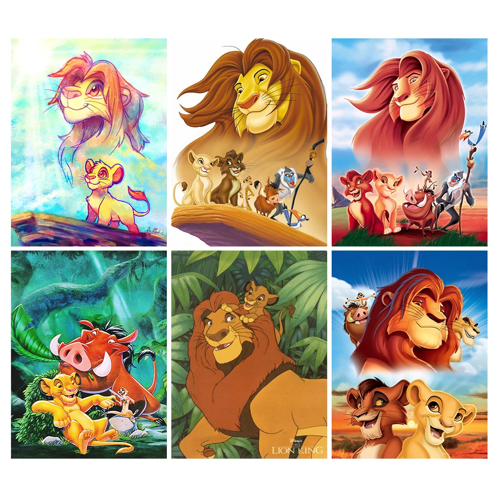 

Disney Cartoon The Lion King Diamond Painting Round Drill Diamond Mosaic Embroidery Children's Room Home Decor Handwork
