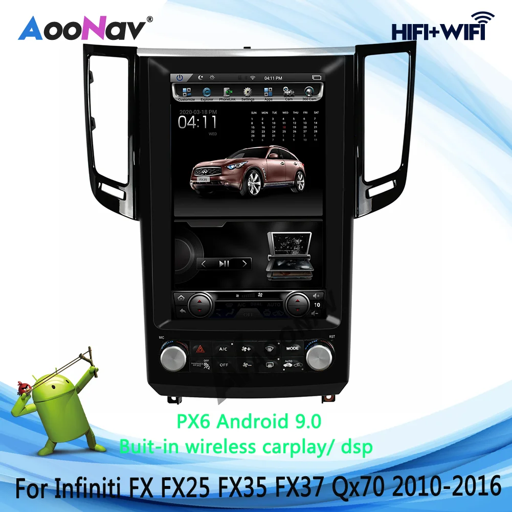 

Автомобильный радиоприемник с вертикальным экраном HD для Infiniti FX 25 FX35 FX37 Qx70 2010- 2016, GPS-навигация, автомобильный мультимедийный DVD-плеер, стерео